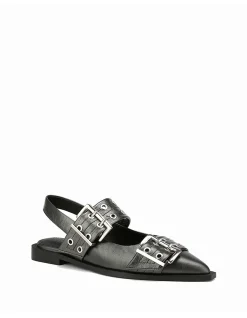 Daxton Gunmetal Metallic Leather Slingback