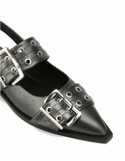Daxton Gunmetal Metallic Leather Slingback