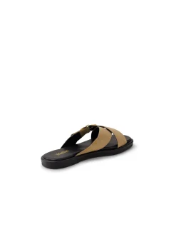 Dayar Gold Buckle Crossover Flat Sandals