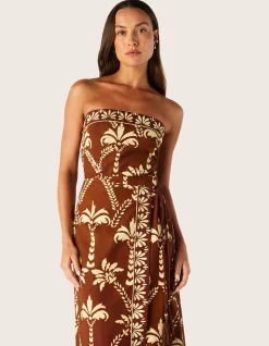 DEIA PRINT STRAPLESS DRESS