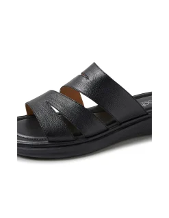 Deidre Black Leather Slides