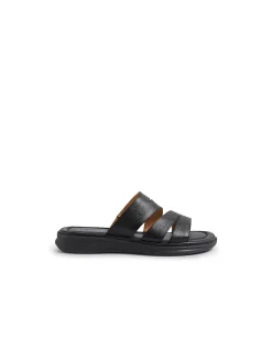 Deidre Black Leather Slides