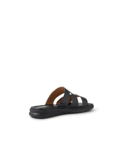 Deidre Black Leather Slides