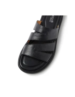 Deidre Black Leather Slides