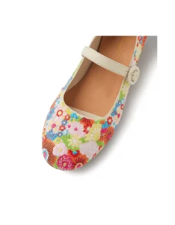 Delmas Flower Embroidered Mary Jane Flats