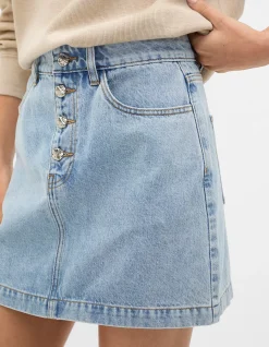 DENIM MINI BUTTON THROUGH SKIRT
