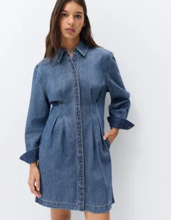 DENIM PINTUCK DRESS