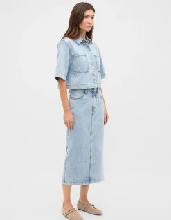 DENIM COLUMN SKIRT