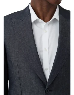 DENIM LOOK PEAK LAPEL JACKET