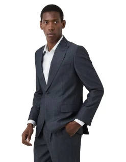 DENIM LOOK PEAK LAPEL JACKET