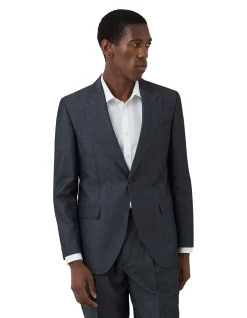DENIM LOOK PEAK LAPEL JACKET