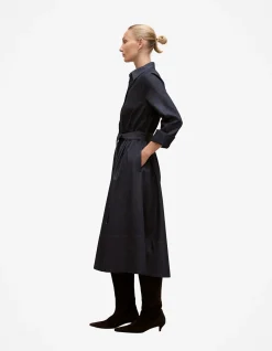 Denim Pleat Detail Shirt Dress