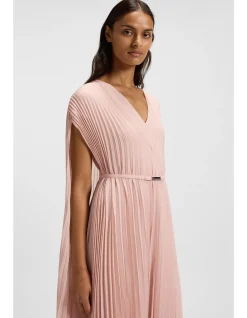 Dennya Belted Dress in Crinkle Chiffon