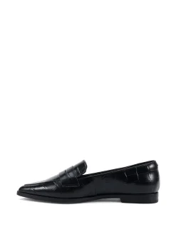 Denver Black Croc Embossed Leather Loafer