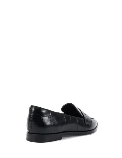 Denver Black Croc Embossed Leather Loafer