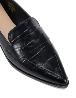 Denver Black Croc Embossed Leather Loafer