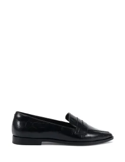 Denver Black Croc Embossed Leather Loafer