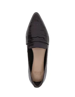 Denver Dark Brown Croc Embossed Leather Loafer
