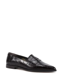 Denver Dark Brown Croc Embossed Leather Loafer