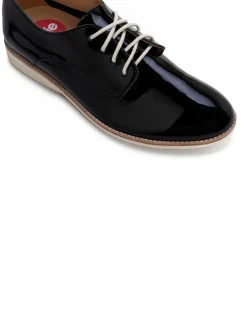 Derby Unlined Black Patent Crinkle Shoes