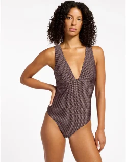 Desert Geo Plunge One Piece Swimsuit