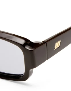 DIAL TONE BROWN RECTANGLE SMOKE TINT SUNGLASSES