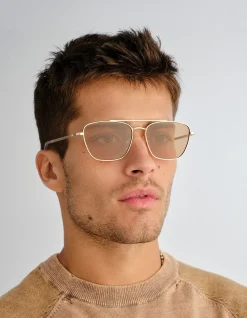 DIAMETRIC II GOLD AVIATOR CHOCOLATE MONO SUNGLASSES