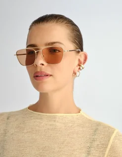 DIAMETRIC II GOLD AVIATOR CHOCOLATE MONO SUNGLASSES
