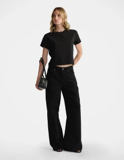 Dillon Cropped Cotton Blend Mini Tee