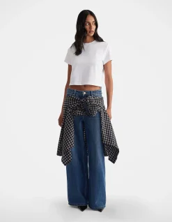 Dillon Cropped Cotton Blend Mini Tee