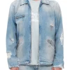 Distressed Denim Sports Jacket