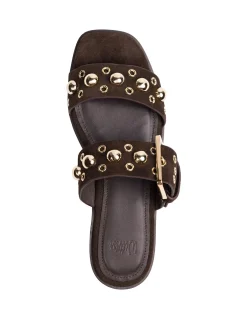 Dixee Ebony Suede Leather Sandal