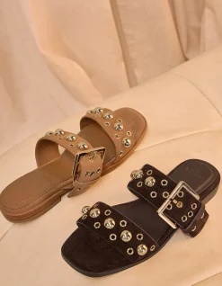 Dixee Ebony Suede Leather Sandal
