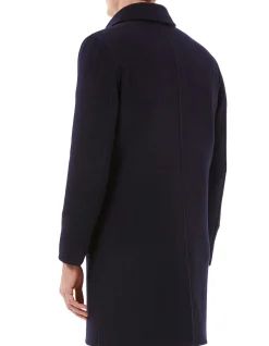 DIXON DOUBLE SIDED OVERCOAT - NAVY HOUNDSTOOTH