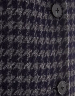 DIXON DOUBLE SIDED OVERCOAT - NAVY HOUNDSTOOTH