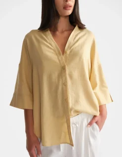 D-LUXE LINEN BLEND 3/4 SHIRT