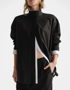 D-Luxe Oversized Funnel Neck Cotton Shirt