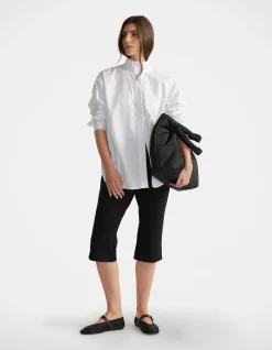 D-Luxe Oversized Funnel Neck Cotton Shirt