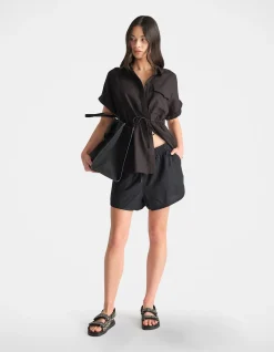 D-LUXE LINEN BLEND CURVE SHORT