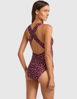 Dolce Dot Ruched Cross Back One Piece Swimsuit