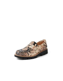 Dorky Snake Print Chunky Sole Loafers