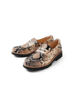 Dorky Snake Print Chunky Sole Loafers