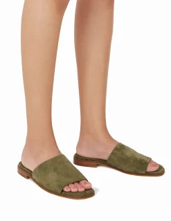 DORO Boho Green Suede Leather Slide