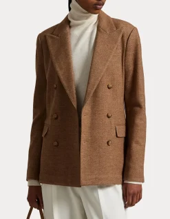DOUBLE-BREASTED HERRINGBONE BLAZER