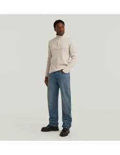Double Collar Half Zip Knit