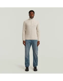 Double Collar Half Zip Knit