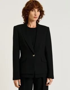 DOUBLE WEAVE SINGLE BREASTED BLAZER