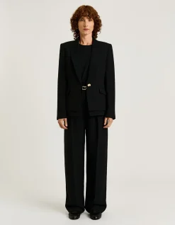 DOUBLE WEAVE SINGLE BREASTED BLAZER