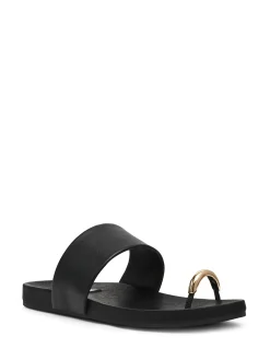 DOVE FLAT SANDAL BLACK LEATHER
