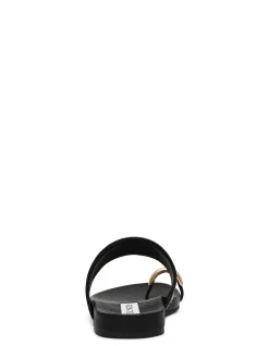 DOVE FLAT SANDAL BLACK LEATHER